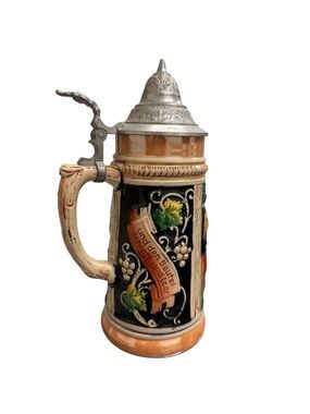 German Beer Stein With Pewter Lid